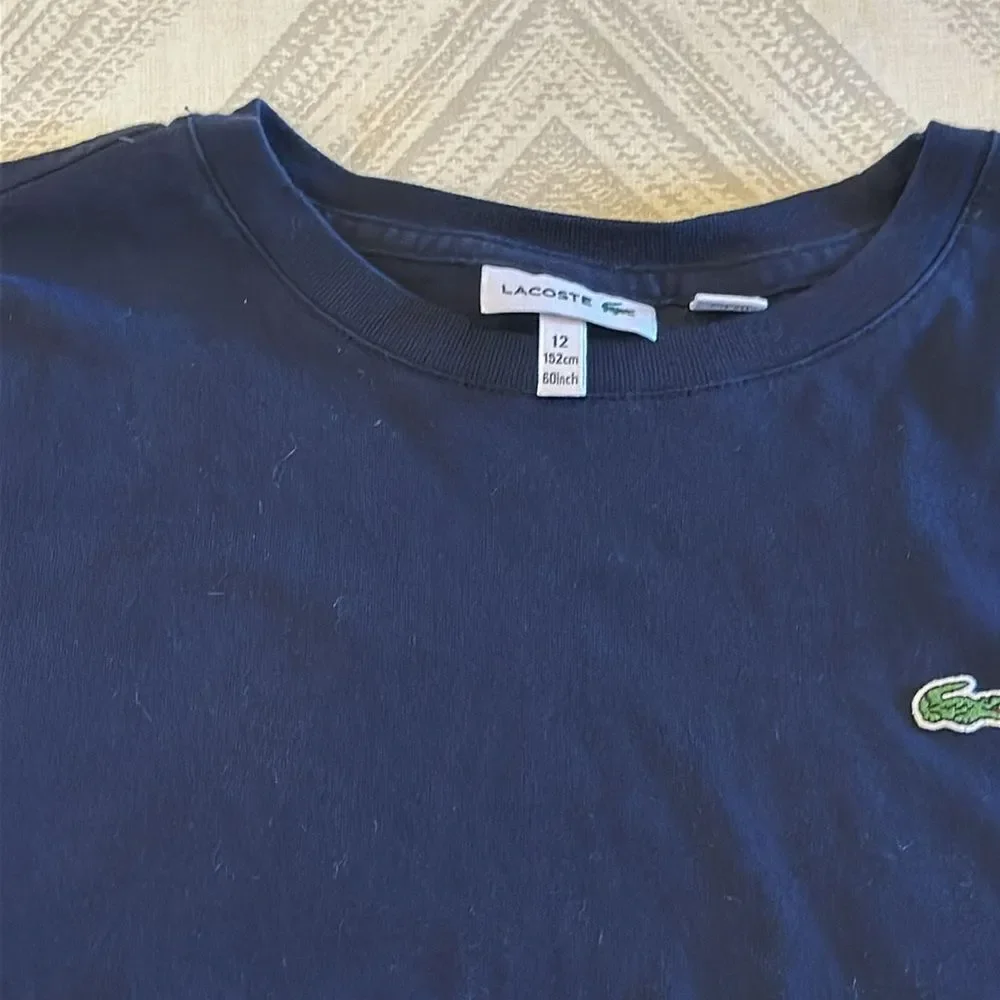 Lacoste Boys Navy Blue Short-sleeve Logo T-Shirt: Size 12